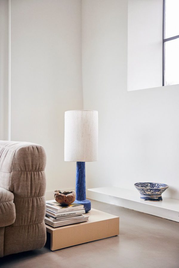 HKLiving retro stoneware lamp base blue - Afbeelding 2