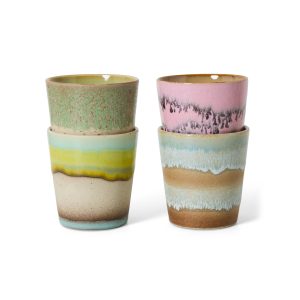 Coffee mugs Pop Art 70's set 4